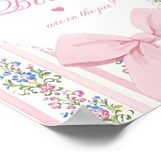 Hoeveel Bows Guessing Game Coquette Bow Pink Poster (Hoek)