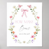 Hoeveel Bows Pink Floral baby shower Poster (Voorkant)