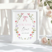 Hoeveel Bows Pink Floral baby shower Poster