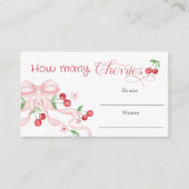 Hoeveel Cherries Pink Bow Baby shower spel Informatiekaartje (Voorkant)