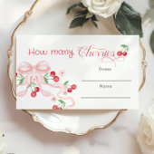Hoeveel Cherries Pink Bow Baby shower spel Informatiekaartje