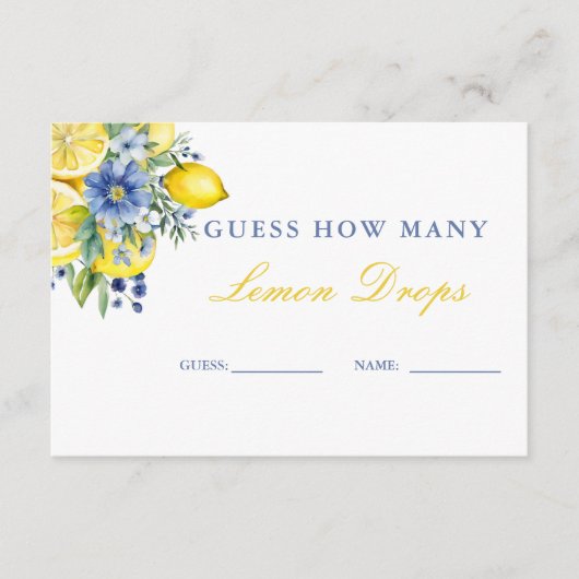 Hoeveel Citroen Drops Bruiloft Feest Spelkaart Informatiekaartje (Voorkant)