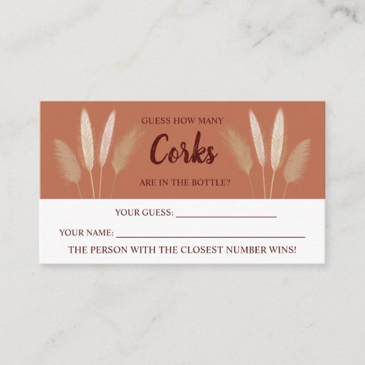 Hoeveel Corks Pampas Vrijgezellenfeest game Kaart Plaatskaartje (Voorkant)