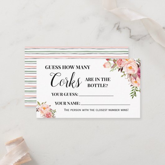 Hoeveel Corks Vrijgezellenfeest Game kaart Plaatskaartje (Voorkant / Achterkant in situ)