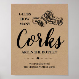 Hoeveel corks vrijgezellenfeest rustige game-teken poster