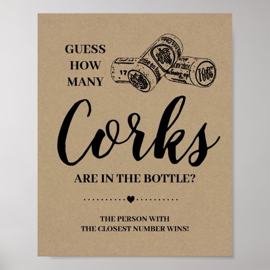 Hoeveel corks vrijgezellenfeest rustige game-teken poster (Voorkant)