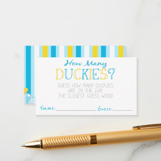 Hoeveel Duckies Party Game Guess Kaarten (Voorkant / Achterkant in situ)