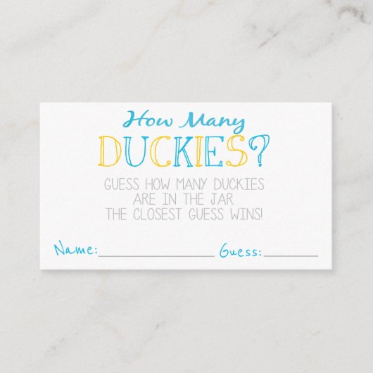 Hoeveel Duckies Party Game Guess Kaarten (Voorkant)