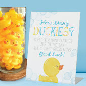Hoeveel Duckies Verjaardag of Baby shower Game Reclamebord Met Voetstuk