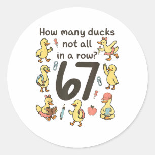 Hoeveel eenden niet allemaal op een rij 67 Grappig Ronde Sticker