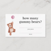 Hoeveel Gummy Beren Meisje Teddy Bear Baby shower Informatiekaartje (Voorkant)