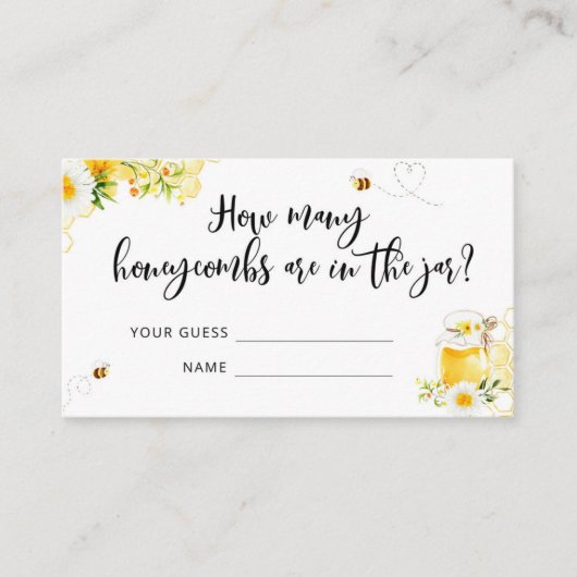 Hoeveel honingraten baby shower game-kaart informatiekaartje (Voorkant)