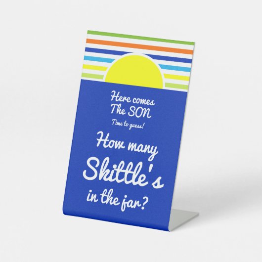 Hoeveel in de Jar Baby shower Game Reclamebord Met Voetstuk (Voorkant)