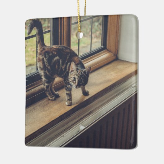 Hoeveel is dat Kat in het raam? Keramisch Ornament (Links)