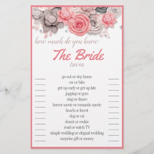 Hoeveel ken je de Bride Trivia-Kaart? Flyer (Voorkant)