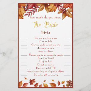 Hoeveel kent u de Bride Trivia Card Flyer? Flyer