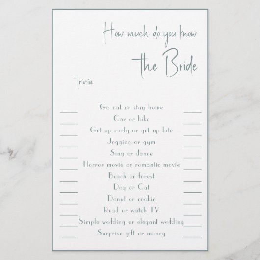 Hoeveel kent u de Bride Trivia Flyer? Flyer (Voorkant)