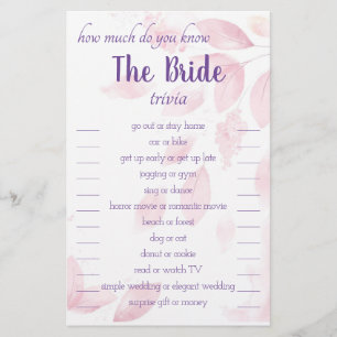 Hoeveel kent u de Bride Trivia-kaart? Flyer