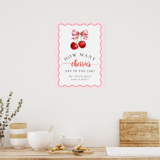 Hoeveel kersen Coquette Cherry Baby shower spel Poster (Keuken)