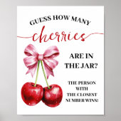 Hoeveel kersen in de pot Baby shower Game Sign Poster (Voorkant)