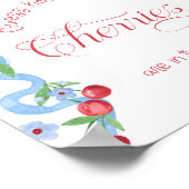 Hoeveel kersen in de pot blauwe strik Baby shower Poster (Hoek)