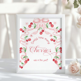 Hoeveel kersen in de pot roze boog Baby shower Poster