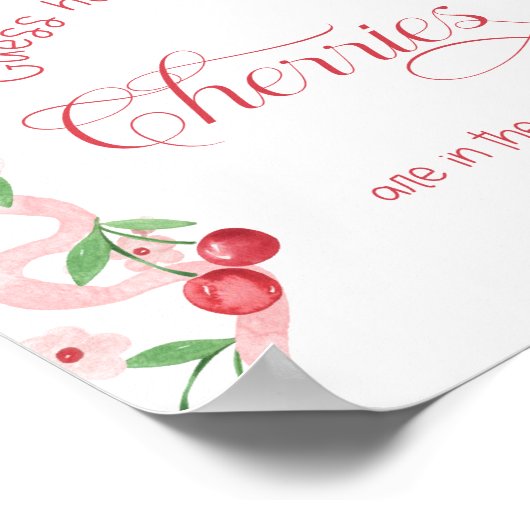 Hoeveel kersen in de pot roze boog Baby shower Poster (Hoek)