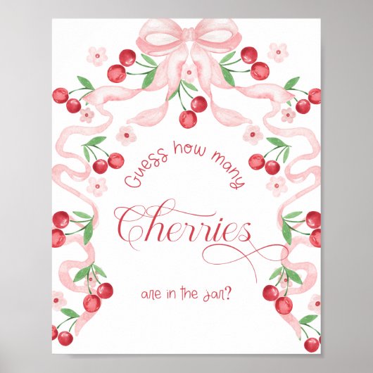 Hoeveel kersen in de pot roze boog Baby shower Poster (Voorkant)