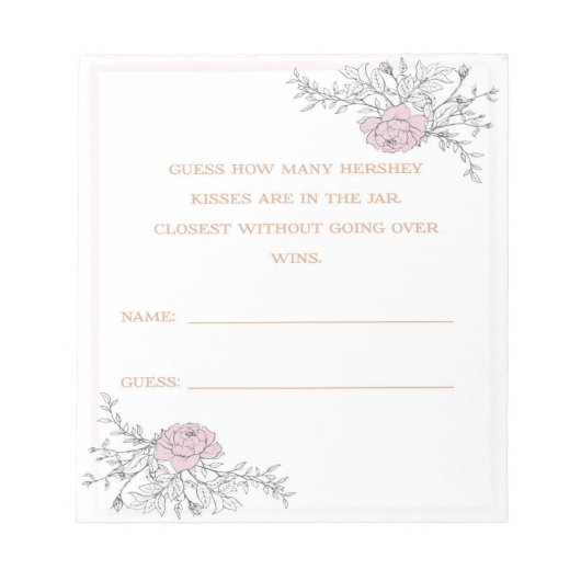 Hoeveel Kisses Botanische Bridal Guessing Kaarten Notitieblok (Voorkant)