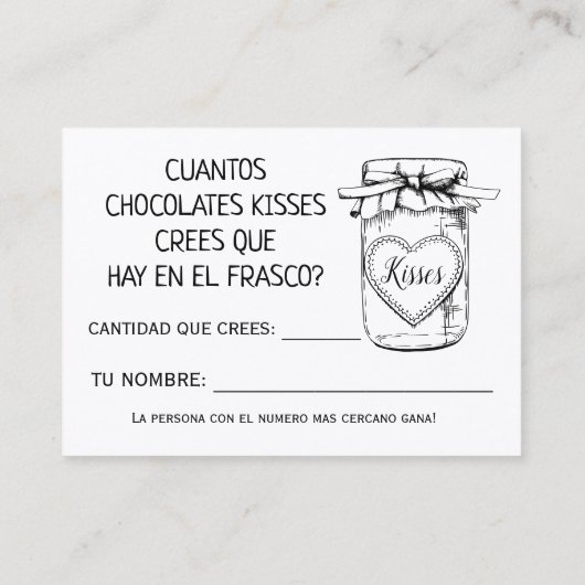 Hoeveel kisses engels spaans douche spel kaart plaatskaartje (Achterkant)