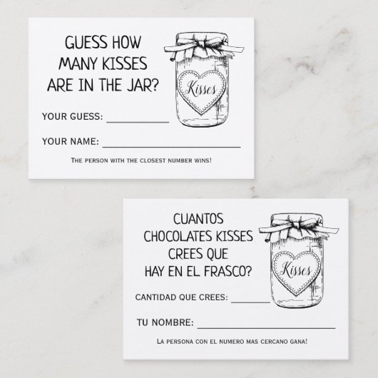 Hoeveel kisses engels spaans douche spel kaart plaatskaartje (Voorkant / Achterkant)