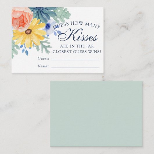 Hoeveel Kisses Floral Succulent Vrijgezellenfeest Informatiekaartje (Voorkant / Achterkant)