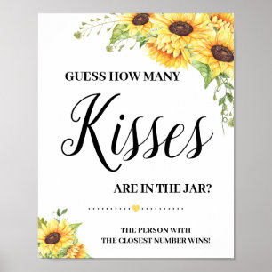 Hoeveel kisses-game-vrijgezellenfeest boho chic poster
