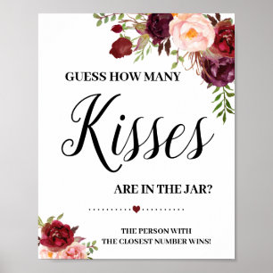 Hoeveel kisses-game-vrijgezellenfeest boho chic poster