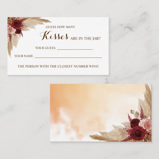 Hoeveel Kisses Pampas Vrijgezellenfeest spelkaart Plaatskaartje (Voorkant / Achterkant)