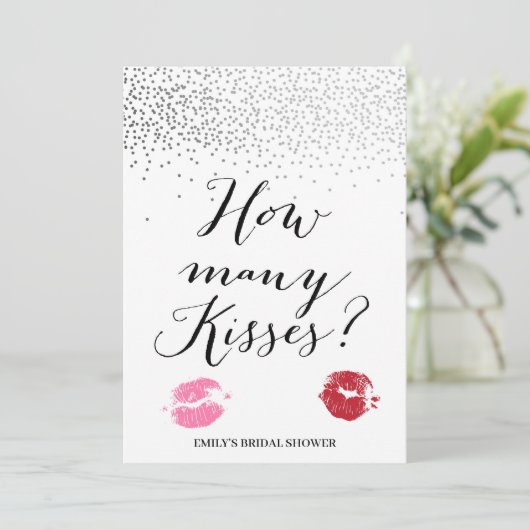 Hoeveel Kisses Silver Vrijgezellenfeest game 5x7 Kaart (Staand voorkant)