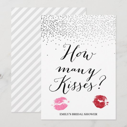 Hoeveel Kisses Silver Vrijgezellenfeest game 5x7 Kaart (Voorkant / Achterkant)