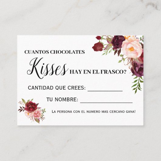 Hoeveel kisses spel engels spaans douche kaart plaatskaartje (Achterkant)