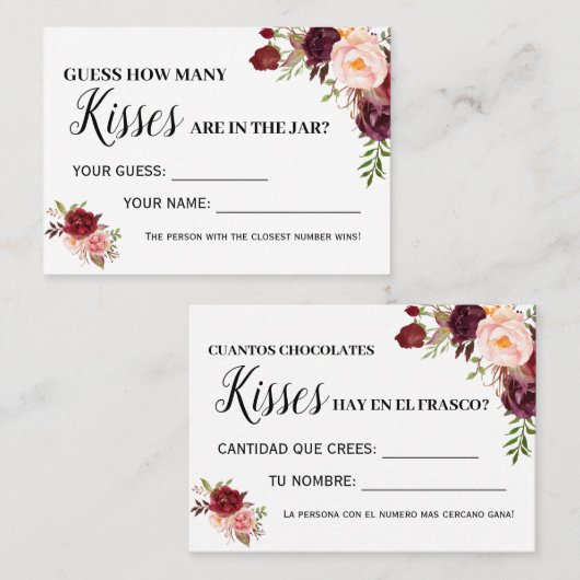 Hoeveel kisses spel engels spaans douche kaart plaatskaartje (Voorkant / Achterkant)