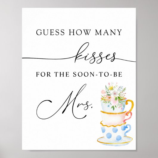 Hoeveel Kisses voor de Binnenkort Mrs Sign Poster (Voorkant)
