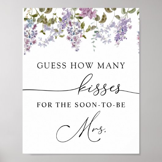 Hoeveel Kisses voor de Binnenkort Mrs Sign Poster (Voorkant)