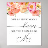 Hoeveel Kisses voor de Binnenkort Mrs Sign Poster (Voorkant)
