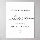 Hoeveel Kisses voor de Binnenkort Mrs Sign Poster (Voorkant)