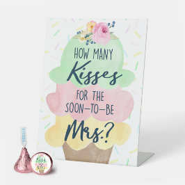 Hoeveel Kisses voor mevrouw Ice Cream Vrijgezellen Reclamebord Met Voetstuk