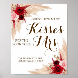 Hoeveel Kisses voor mevrouw Pampas Shower Game Sig Poster
