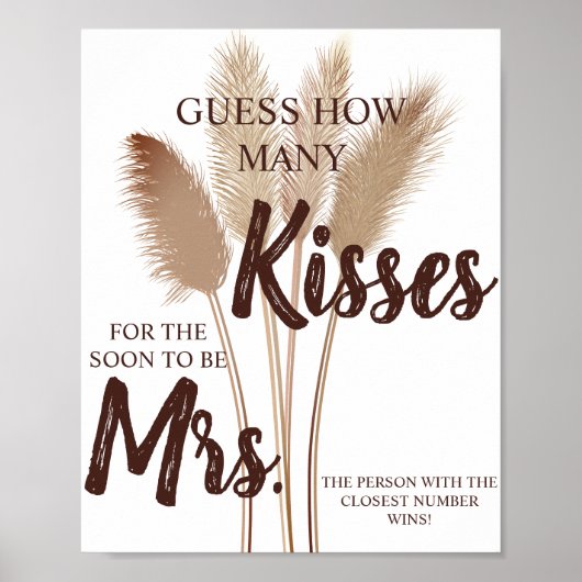 Hoeveel Kisses voor mevrouw Pampas Shower Game Sig Poster (Voorkant)