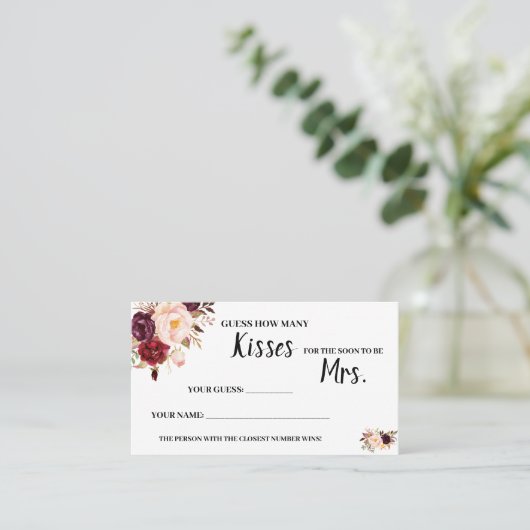 Hoeveel Kisses voor Mrs Marsala Shower Game Card Plaatskaartje (Staand voorkant)