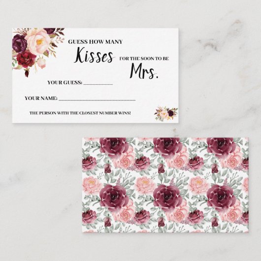 Hoeveel Kisses voor Mrs Marsala Shower Game Card Plaatskaartje (Voorkant / Achterkant)