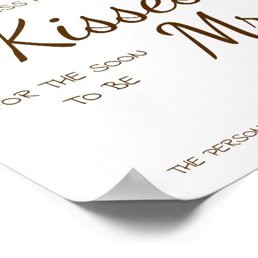 Hoeveel Kisses voor Mrs Marsala Shower Game Sign Poster (Hoek)