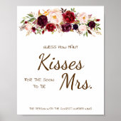Hoeveel Kisses voor Mrs Marsala Shower Game Sign Poster (Voorkant)